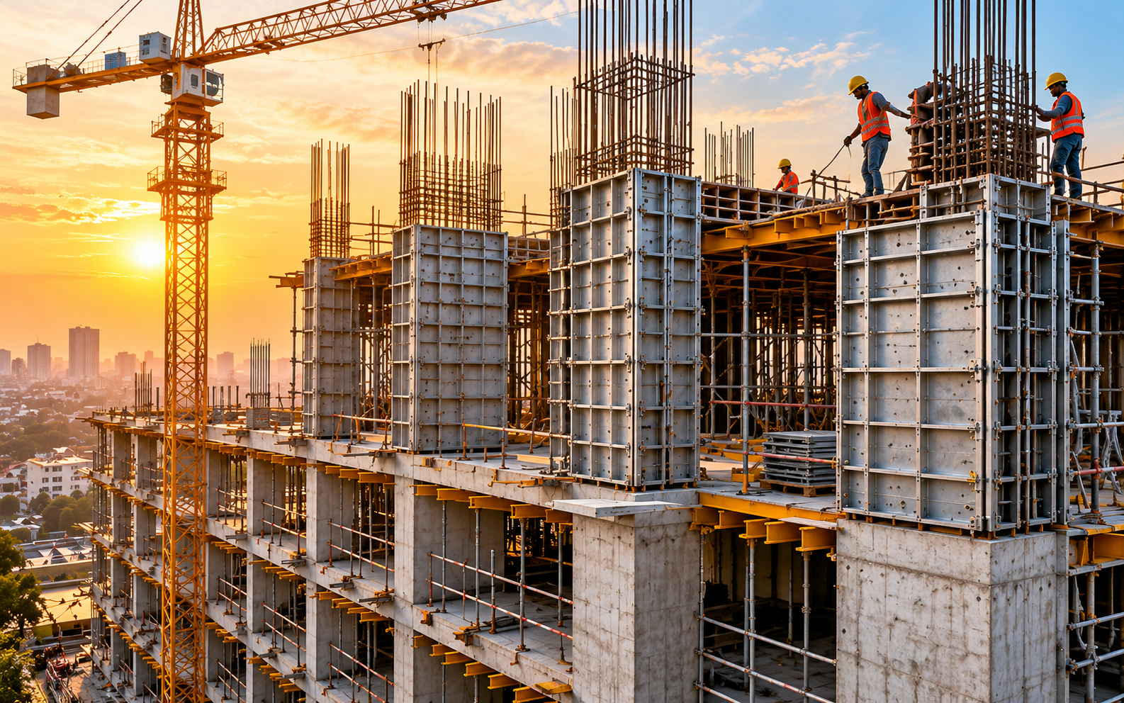 Formwork on a construction site