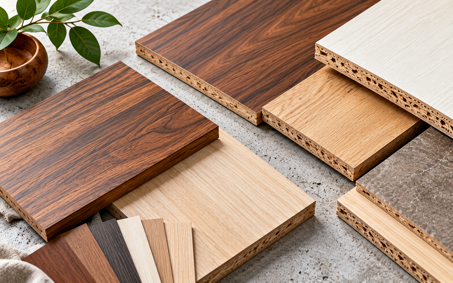 Engineered wood panel samples
